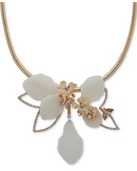 Lonna & Lilly - Gold-tone Pave & Bead Flower Statement Necklace - Lyst