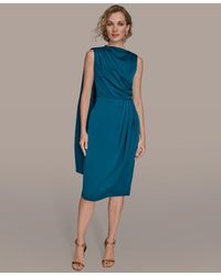 Donna Karan - Satin Scarf Sheath Midi Dress - Lyst