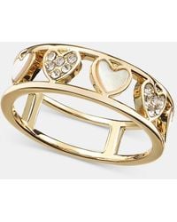 On 34th - Pave & Mother-of-pearl Heart Band Ring - Lyst