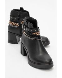 Prologue Shoes - Boliva Buckled Chain Block Heel Boot () - Lyst