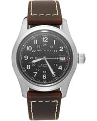 Hamilton - Swiss Automatic Khaki Field Brown Leather Strap Watch 38mm H70455533 - Lyst
