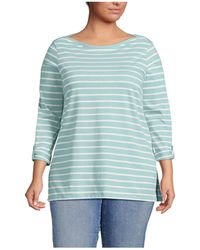 Lands' End - Plus Size Supima Cotton Adjustable 3/4 Sleeve Boatneck Tunic - Lyst