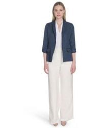Calvin Klein - Faux Denim 3 4 Sleeve Jacket Johnny Collar Sleeveless Sweater Cotton Blend Wide Leg Pants - Lyst