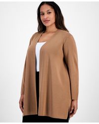 Anne Klein - Plus Size Kissing-front Side-slit Cardigan - Lyst