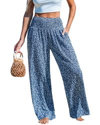 CUPSHE - Ditsy Smocked Waist Wide Leg Pants - Lyst
