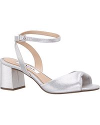 Nina - Nigella True Silver Metallic Suedette Block Heel Sandals - Lyst