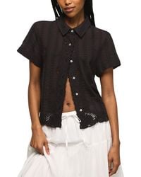 Lucky Brand - Lace Short-sleeve Boyfriend Button-down Shirt - Lyst