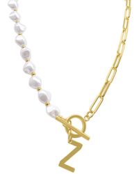Adornia - 14k Gold-plated Paperclip Chain & Mother-of-pearl Initial F 17" Pendant Necklace - Lyst