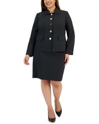 Le Suit - Plus Size Crepe Wing-collar Jacket & Slim Skirt Suit - Lyst