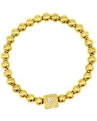 Adornia - 14k Gold-plated Initial Cube Stretch Bracelet - Lyst