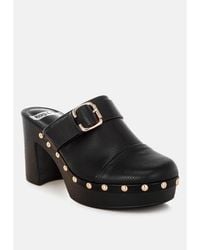 Rag & Co - Rag And Co Septim Genuine Leather Studded Clog Heels - Lyst