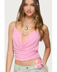 Edikted - Beaded Deep Cowl Neck Backless Top - Lyst