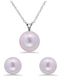 Macy's - Shell Pearl Pendant And Freshwater Shell Pearl Stud Necklace And Earring Set - Lyst
