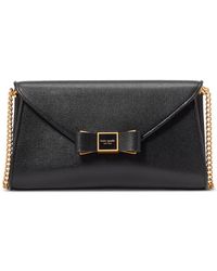 Kate Spade - Morgan Bow Embellished Saffiano Leather Envelope Flap Small Crossbody - Lyst