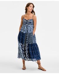 Lucky Brand - Patchwork Printed Sleeveless Tiered Midi Dress - Lyst