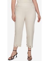 Ruby Rd. - Plus Size Embroidered Cutout Denim Ankle Pants - Lyst