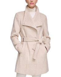 Calvin Klein - Asymmetrical Belted Wrap Coat, Created For Macy's - Lyst