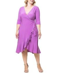 Kiyonna - Plus Size Whimsy Ruffled Midi Wrap Dress - Lyst