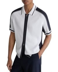Reiss - Kenley Zip Through Color Block Knit Shirt - Lyst