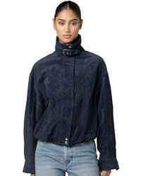 Blank NYC - High Collar Suede Bomber Jacket - Lyst