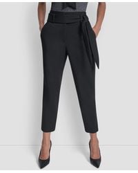 DKNY - Tie-waist High-rise Straight-fit Pants - Lyst