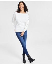 INC International Concepts - Rhinestone Button Sweater Mid Rise Skinny Jeans Odelya Dress Booties Created For Macys - Lyst