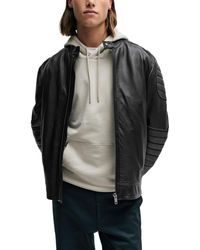 BOSS - Boss By Regular-fit Genuine Leather Jacket - Lyst