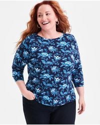 Style & Co. - Plus Size Cotton Boat-neck Top - Lyst