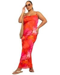 FASHION-SZN CURVE - Abstract Print Mesh Maxi Dress - Lyst