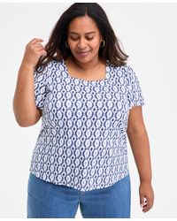 Style & Co. - Plus Size Printed Square-neck Short-sleeve Top - Lyst