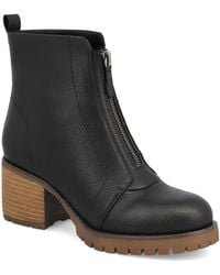 MIA - Fabiola Front Zip Stacked Heel Ankle Booties - Lyst