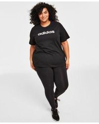 adidas - Plus Size Cotton Crewneck Logo Print T Shirt Linear Logo Full Length leggings - Lyst