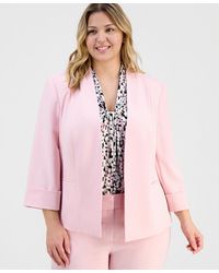 Kasper - Plus Size Stretch Crepe Open-front 3/4-sleeve Collarless Blazer - Lyst