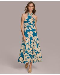 Donna Karan - Floral-print Halter-neck Dress - Lyst
