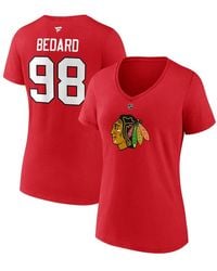 Fanatics - Connor Bedard Chicago Blackhawks 2023 Nhl Draft Authentic Stack Player Name And Number V-neck T-shirt - Lyst