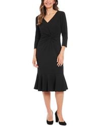 London Times - Twist-front Midi Dress - Lyst