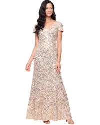 Alex Evenings - V-neck Short Sleeves Fit & Flare Long Dress - Lyst