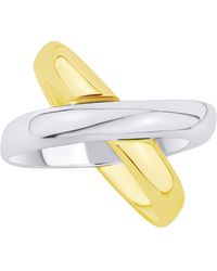 And Now This - Two-tone Silver-plated And 18k Gold-plated Brass X Ring - Lyst