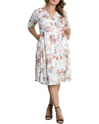 Kiyonna - Plus Size Gabriella Ruched Sleeve Midi Dress - Lyst