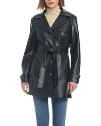 Sanctuary - Faux Leather Single-breasted Fitted Trench Coat - Lyst