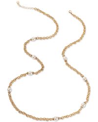 Charter Club - Gold-tone Pave Rondelle Bead & Imitation Pearl Strand Necklace - Lyst