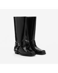 Mango - Metallic Details Square Toe Boots - Lyst
