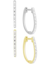 Macy's - 2-pc. Set Diamond Hoop Earrings (1/6 Ct. T.w. - Lyst