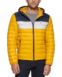 Tommy Hilfiger - Quilted Color Blocked Hooded Puffer Jacket - Lyst