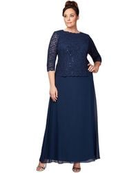 Alex Evenings - Plus Sequined Scalloped Edge Lace Top Gown - Lyst