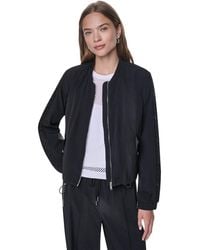 DKNY - Logo Trim Rumpled Bomber Tech Jacket - Lyst