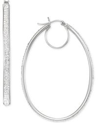 Macy's - Crystal Pave Oval-shape Click Top Hoop Earrings - Lyst