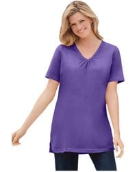 Woman Within - Plus Size Within Perfect Short-sleeve Shirred V-neck Tunic - Lyst