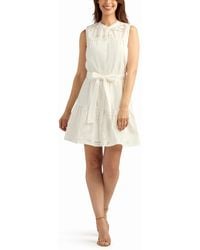 Bcx - Solid Novelty Eyelet V-neck Mini Dress - Lyst
