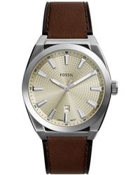 Fossil - Everett Three-hand Date Leather Watch 42mm - Lyst